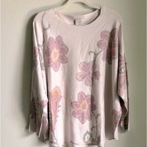 Sioni, Soft-Cream Floral Rayon Blend,Sweatshirt,Excellent Condition,Size Small